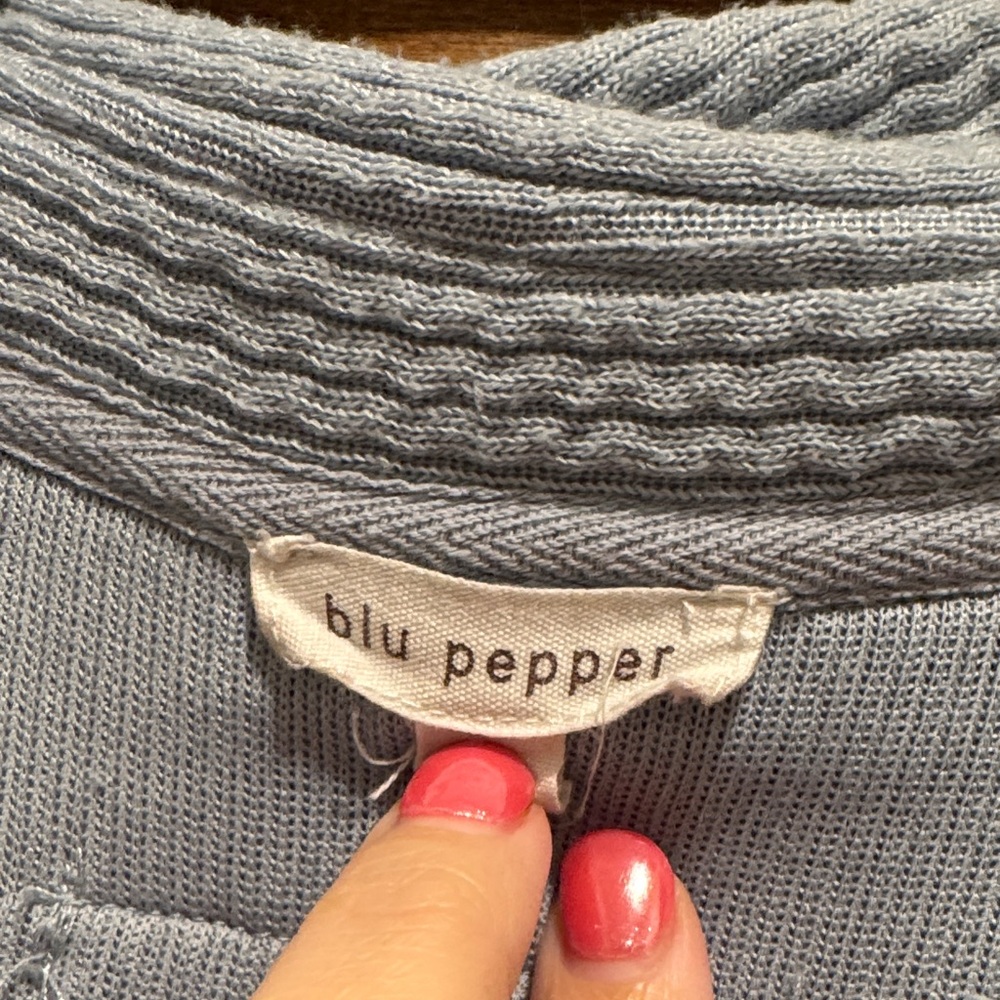 Blu Pepper Light Blue Knit Sweater with Waffle Detail - Picture 2 of 3